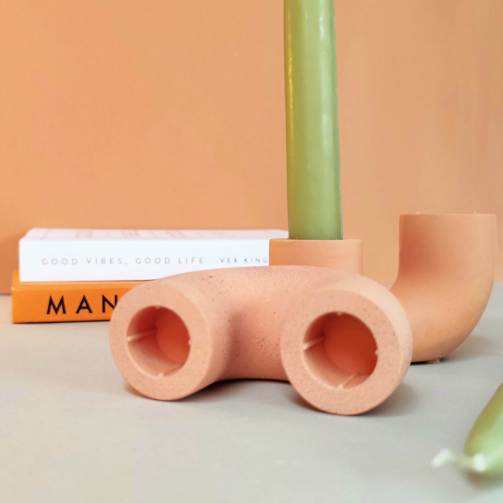 Stylish Orange candle holder - holds two candles
