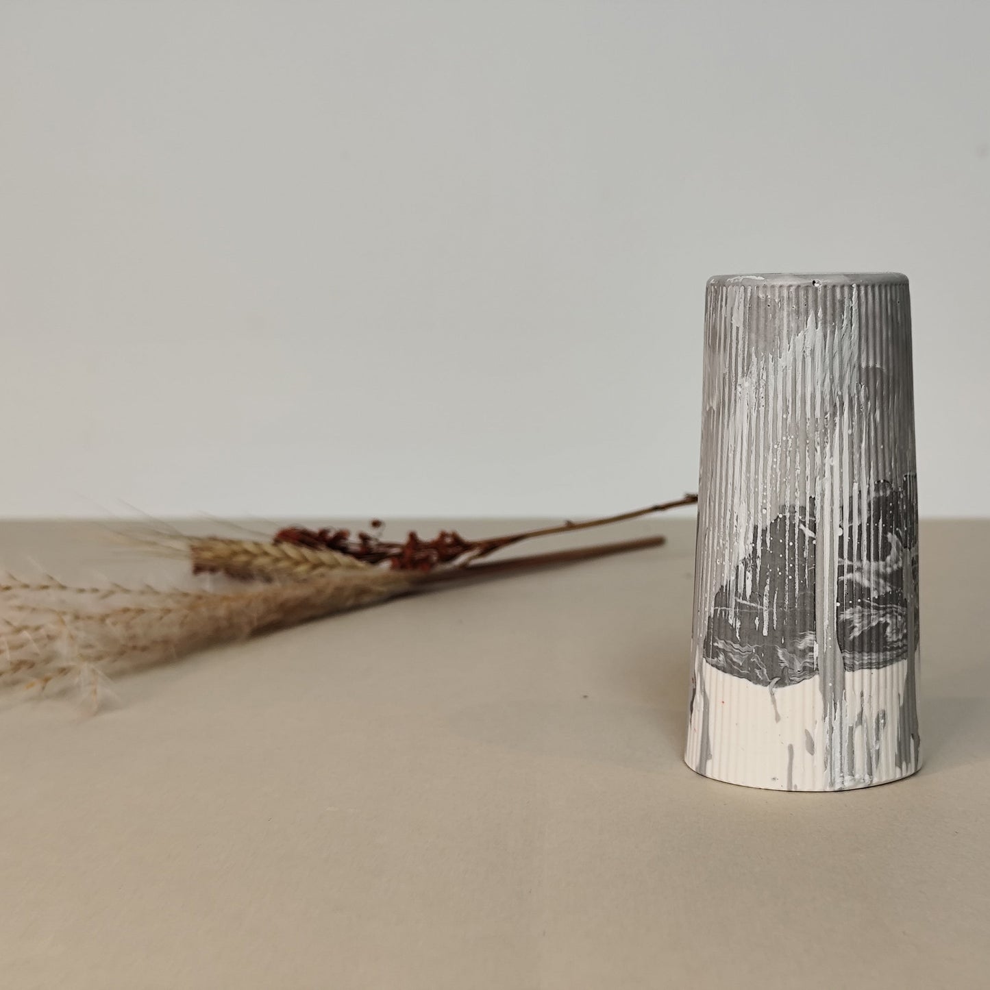 Grey and white bud vase