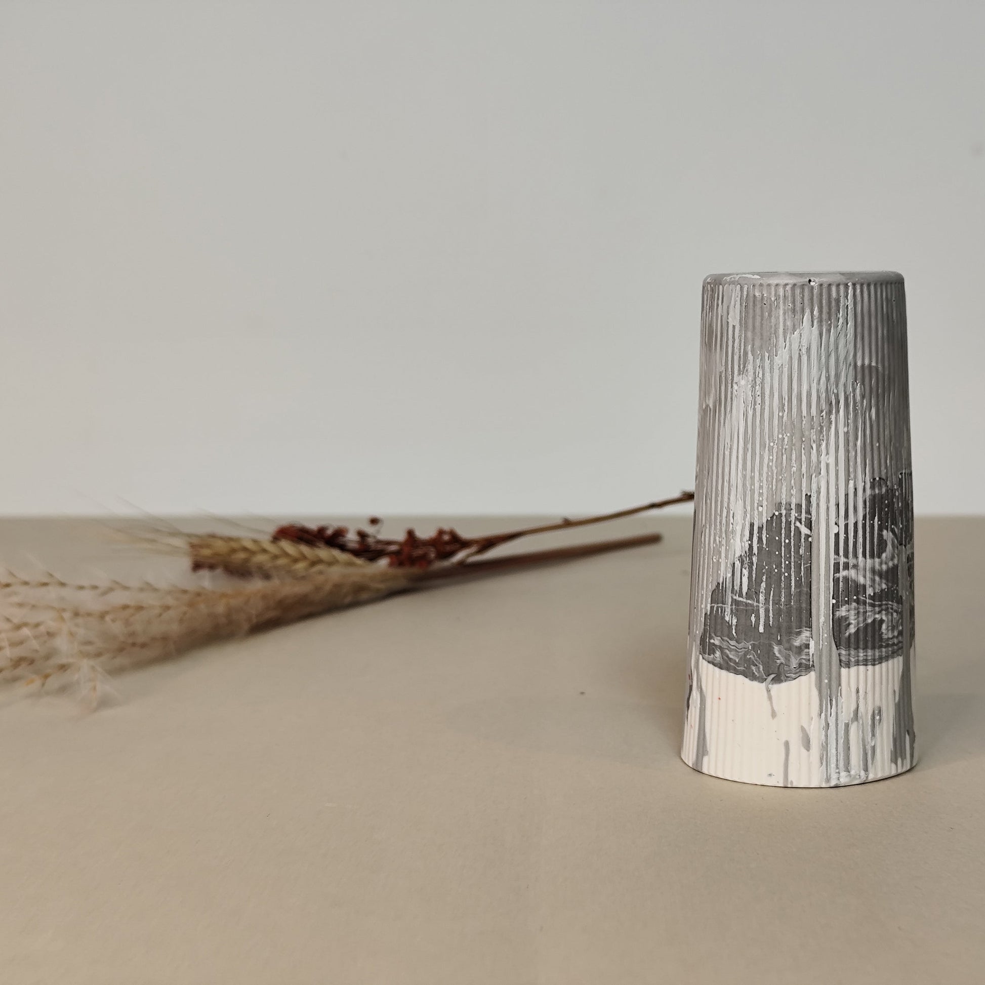 Grey and white bud vase