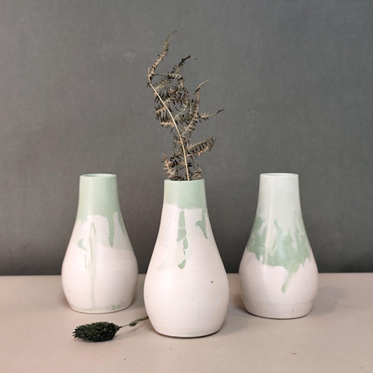 Three Luna vase styled in a modern minimalist interior with dried flowers