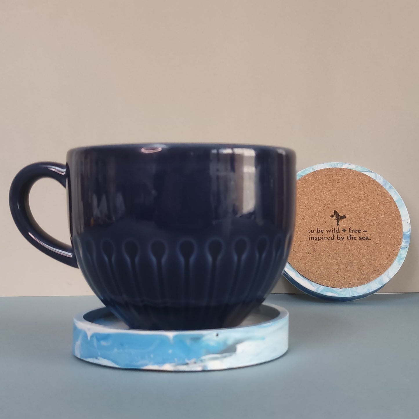 Contemporary interior styling with handmade decorative coasters