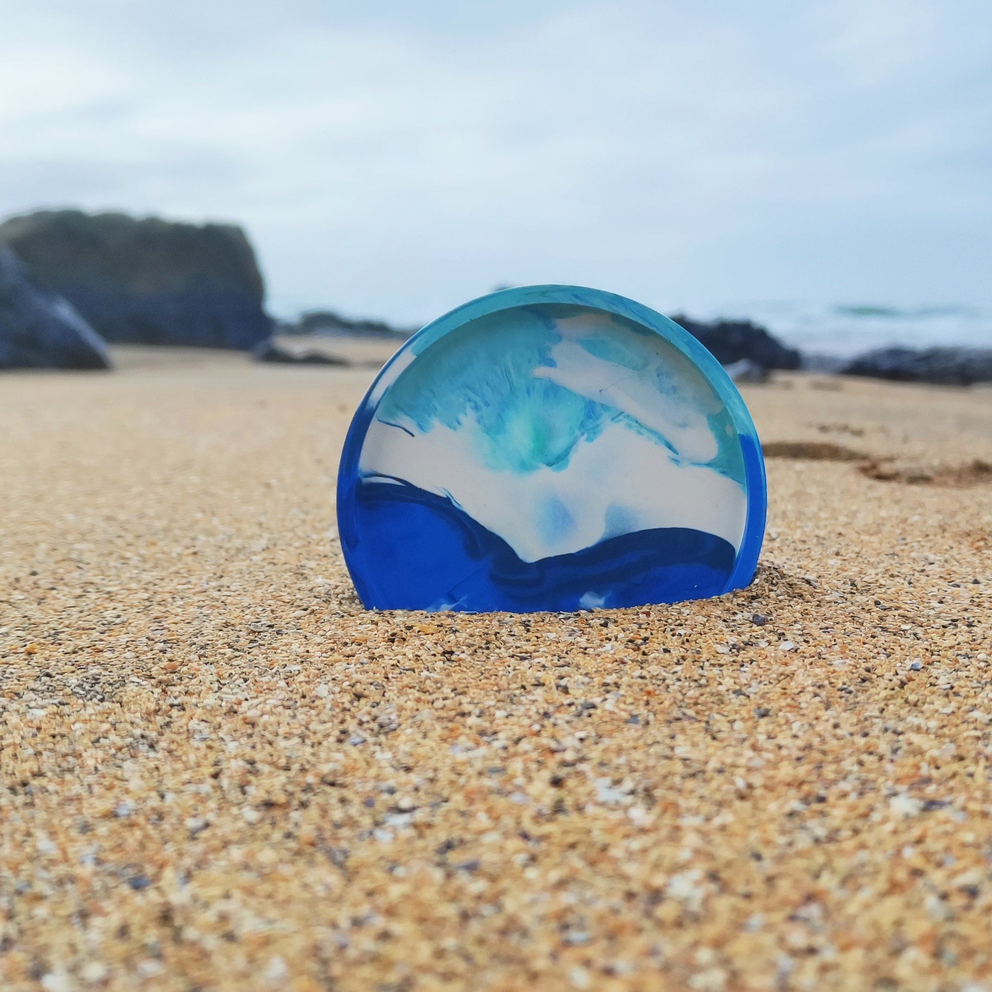 Handmade Jesmonite sea coasters with modern minimalist design